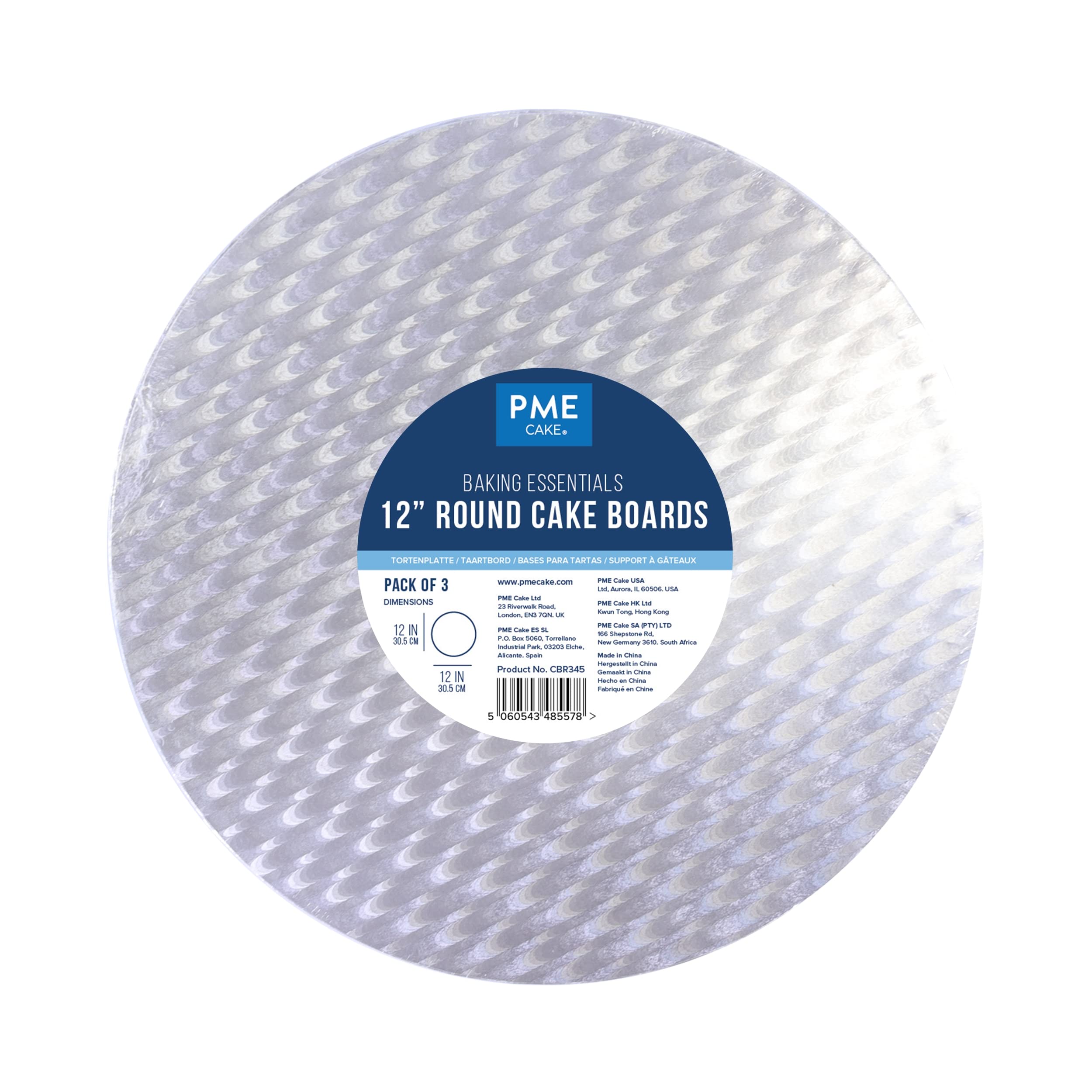 PME Baking Essentials - Round Cake Board 30 cm / 12-inch, Set of 3, Silver