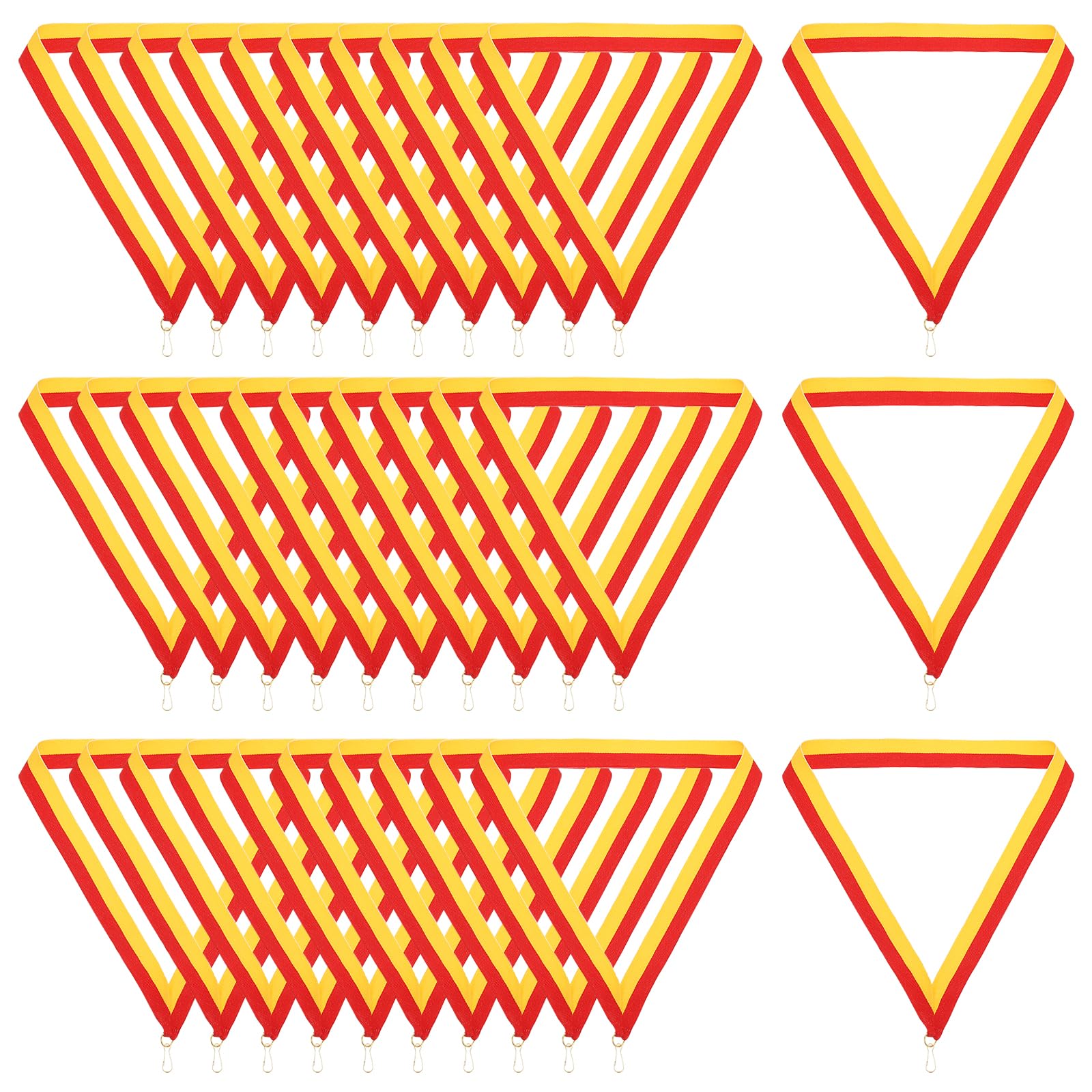 PATIKIL Award Neck Ribbons with Snap Clips, 30 Pcs Polyester Striped Medal Lanyards Ribbon for Competitions Sports Meetings Sports Party, Red Gold