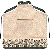 patdrea Blue Floral Linen Apron with Pocket,French Kitchen Garden Chef BBQ Aprons for Women and Men,Crisscross Back Straps