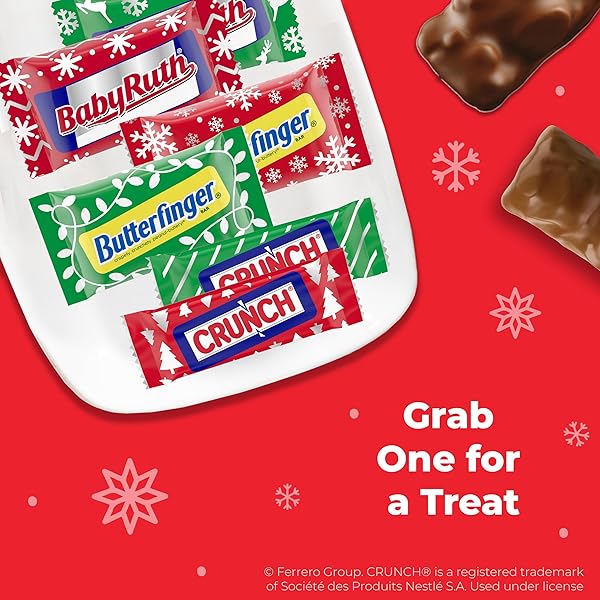 BUTTERFINGER, CRUNCH AND BABY RUTH ASSORTED MINIS, INDIVIDUALLY WRAPPED HOLIDAY CANDY VARIETY PACK, 45 COUNT, 16.2 OZ