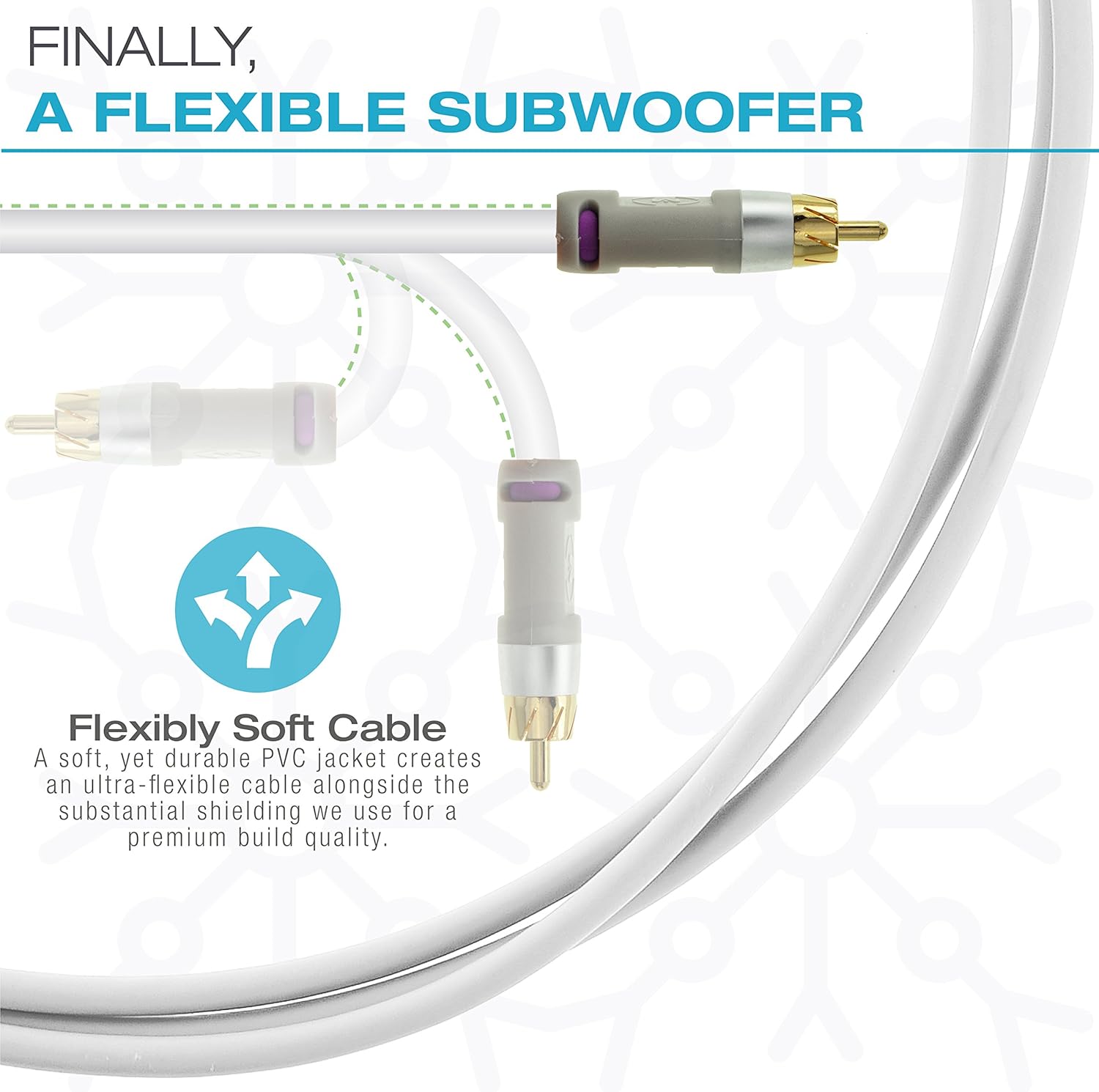 Mediabridge Ultra Series Subwoofer Cable (8 Feet) - Dual Shielded with Gold Plated RCA to RCA Connectors - White - (Part# CJ08-6WR-G1): Electronics