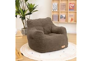 Cvortll Bean Bag Chair with Filler, Bean Bag Sofa with Tufted Soft Stuffed Filling, Fluffy and Lazy Sofa, Comfy Cozy BeanBag Chairs with Memory Foam for Dorm, Apartment, Living Room (Brown)