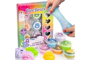 HORIZON GROUP USA Care Bears Ultimate Slime Mix-Ins, 6-Pack Scented with Cloud & Glitter Slime, Party Favors for Kids 8-12, Party Favor and Kit for Girls Ages 8-12