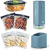FoodSaver Mini Handheld Vacuum Sealer Machine with Marinate Setting & Charging Dock | Cordless Food Vacuum Sealer for Freezer, Storage, Sous Vide, Meal Prep | Blue