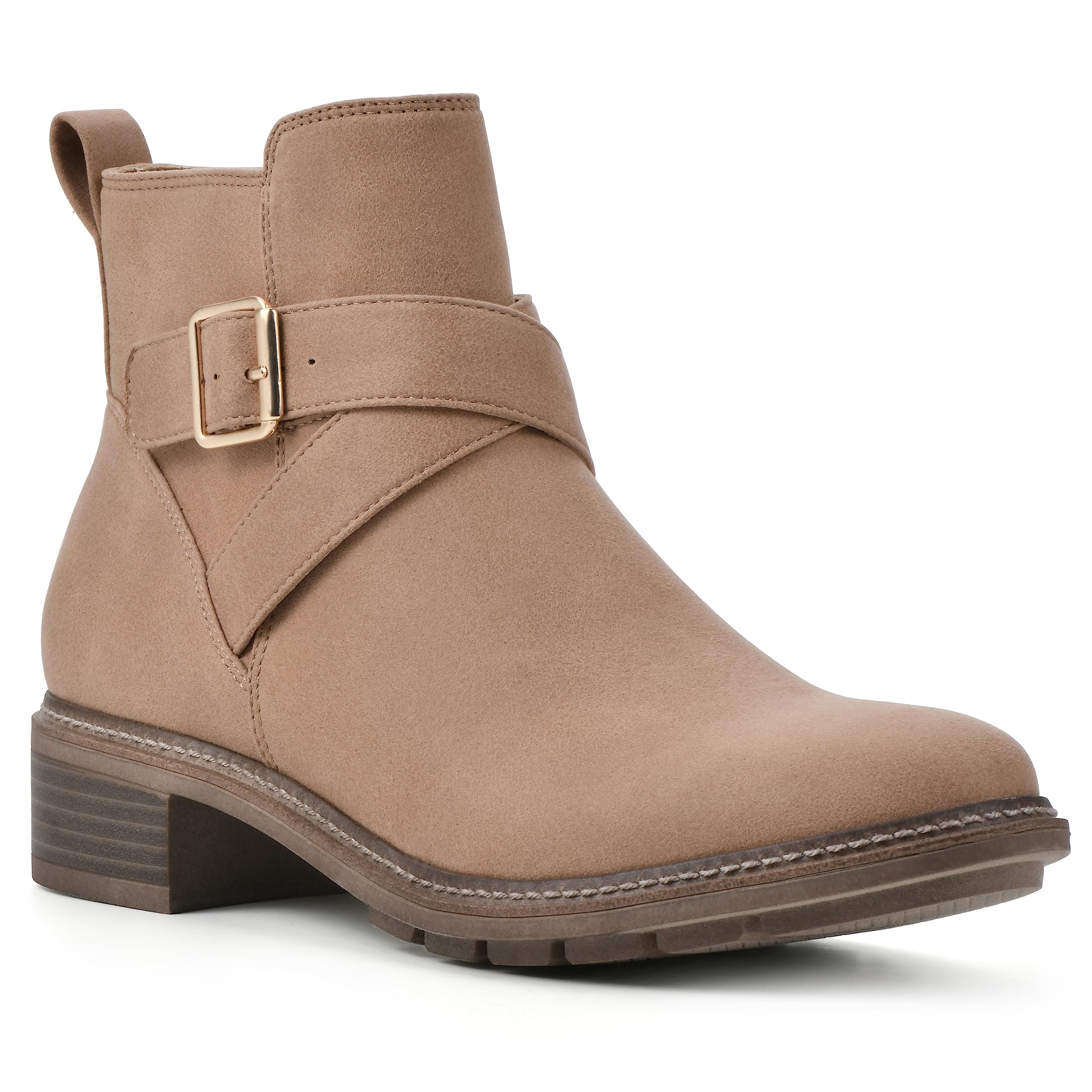 Photo 1 of CLIFFS BY WHITE MOUNTAIN Women's Shoes Elie Stacked Heel Ankle Bootie, Sand/Fabric, 6.5 M