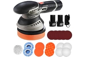 BESTFIRE Polisher Buffer Cordless Car Furniture Polishing Machines Electric Polisher Kit Car Polishers and Buffers Machines with 2500-5500 RPM, 6 Variable Speed, 125mm Base for Auto Sanding Polishing