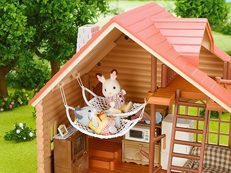 sylvanian families treehouse and log cabin gift set