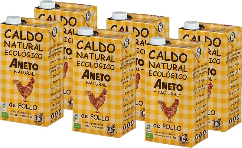 100 % natürlich – Bio-Hühnerbrühe – Packung mit 6 Einheiten à 1 l