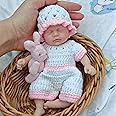 MYREBABY 7" Miniature Silicone Baby Doll Reborn Babies Silicone Full Body Micro Realistic Newborn Doll Lifelike Closed Eyes Sleeping Baby Girl The Look Real Doll Stress Relief Gift