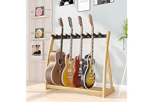 Wisuce Essentials Guitar Stand Rack, Multi-Guitar Display Rack Adjustable Bamboo Guitars Holder Electric Guitar Stands Floor Storage for Bass Acoustic, Home Studio, Band Stage