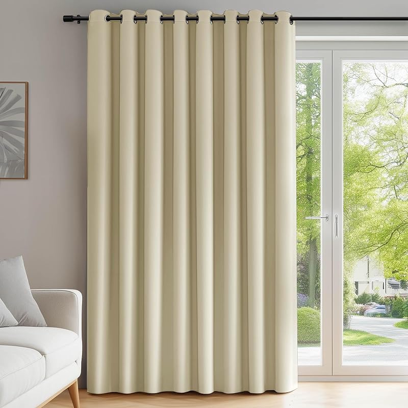 Deconovo Door Curtain Eyelet Thermal Insulated 100 x 95 Beige 1 Panel