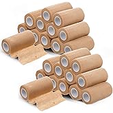 24 Rolls Self Adhesive Bandage Wrap, Vet Wrap 4 Inch x 5 Yards for Horses Dogs Wounds Care, Beige Self Sticking Elastic Bandage Tape for Wrist, Ankle, Sports