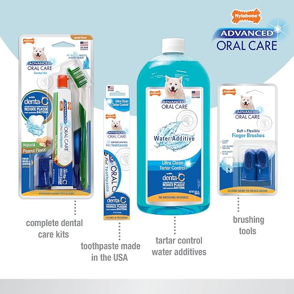 NYLABONE ADVANCED ORAL CARE PET DENTAL WATER ADDITIVE, LIQUID TARTAR REMOVER & BREATH FRESHENER FOR DOGS, DOG TEETH-CLEANING, PEPPERMINT FLAVOR, 16 OZ.