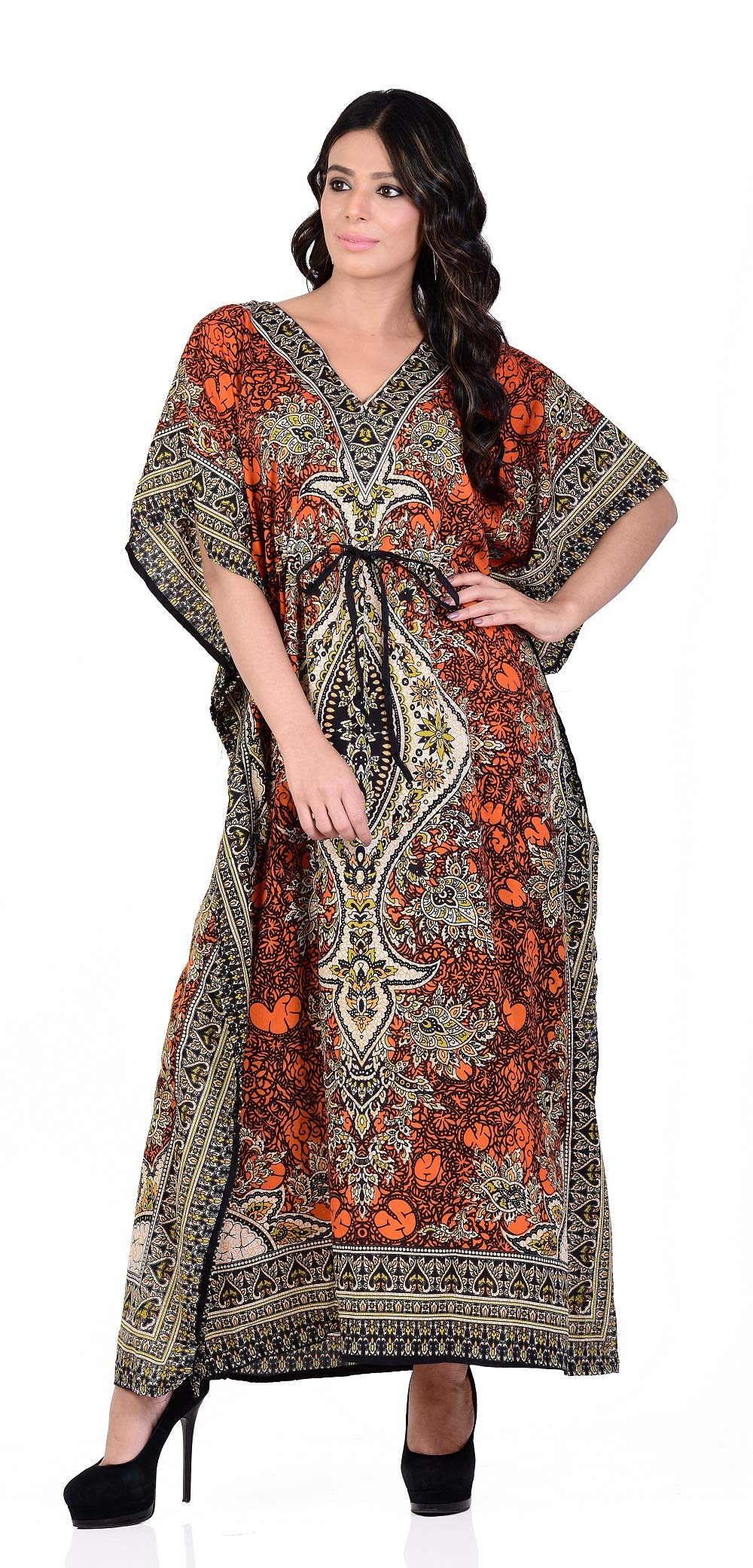 Shah Crafts. Women Kaftan Dress Tunic Long Maxi Caftan Gown Beach Cover Ups Casual Kimono Plus Size Night Dress