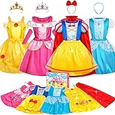 Princess Dress Up Clothes for Little Girls Princess Dresses for Girls, BIBUTY Pretend Play Princess Costume Set with Princess Crown Cape, Princess Toys Cosplay Birthday Party Gift for 3-6 Toddler Girl