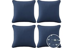 UNIMATTA Sunbrella Decorative Outdoor Water Repellent Throw Pillows with Inserts, Set of 4, 18" x18" Pillows for Patio, Backyard, Bed, Couch, and Patio Furniture, Specrtum Indigo