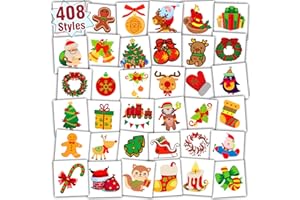 Partywind 408 PCS Individually Wrapped Christmas Temporary Tattoos for Kids Stocking Stuffers, Christmas Holiday Decorations Party Supplies Favors, Xmas Tattoo Stickers for Boys and Girls