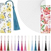 30 Pieces Sublimation Blank Bookmark Heat Transfer Metal Aluminum DIY Bookmark with Hole and Colorful Tassels for Crafts, Birthday Wedding, Sublimation Blank Keychains, Single Sided Printing
