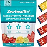 Zwrhealth Electrolytes Powder Packets, Sugar Free Hydration Packets, 4 Flavors Liquid Daily IV Electrolyte Drink Mix, Instantly Hydrating &amp; Party Recovery with 6 Electrolytes &amp; 5 Vitamins, 16 Servings