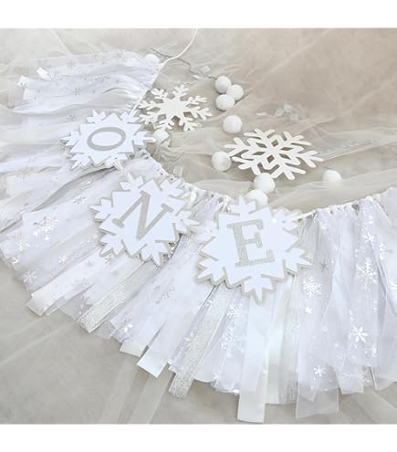 Snowflake High Chair Banner - Winter Wonderland 1st Birthday Frozen Theme Decor