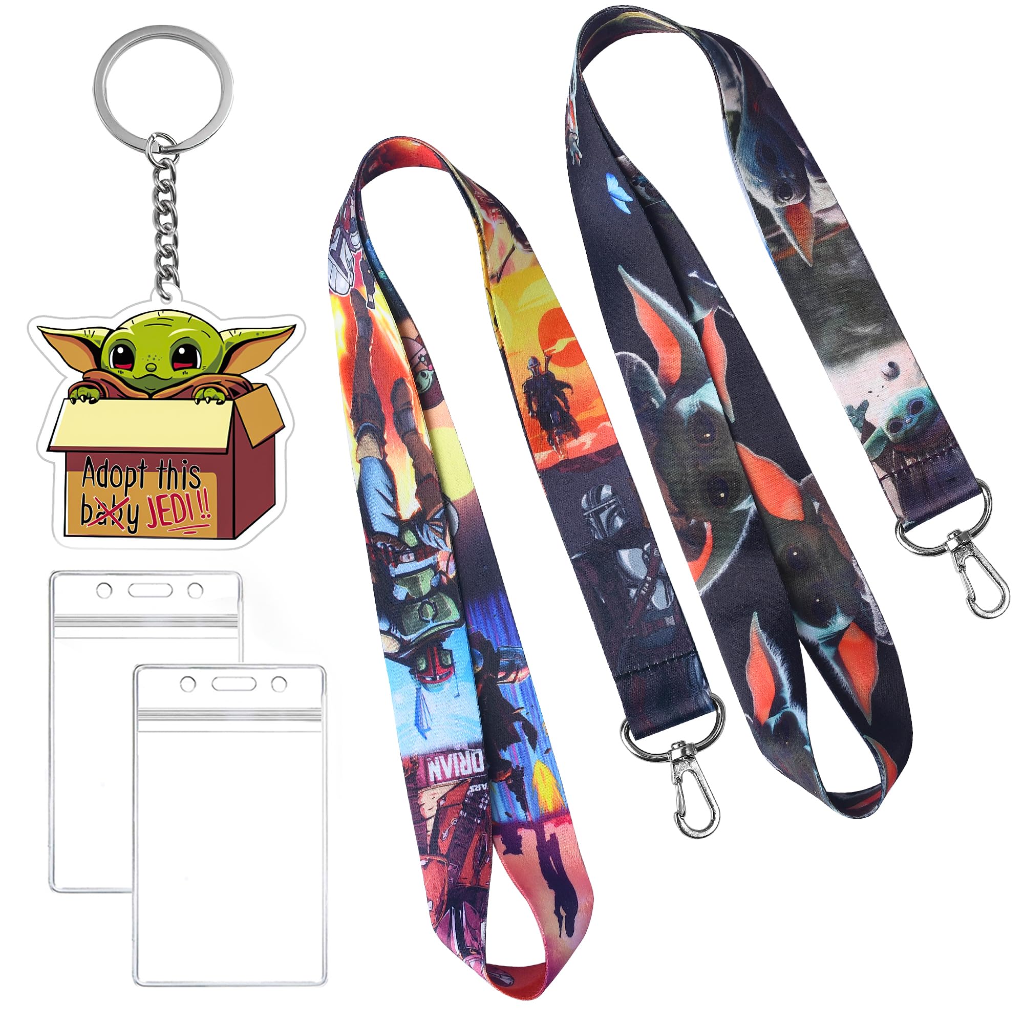 GTOTd Cute Cartoon Lanyard with Id Holder (2 Pack with Keychain) for Keys String Wallet.Gifts Anime Toys Merch Party Decorations Teens