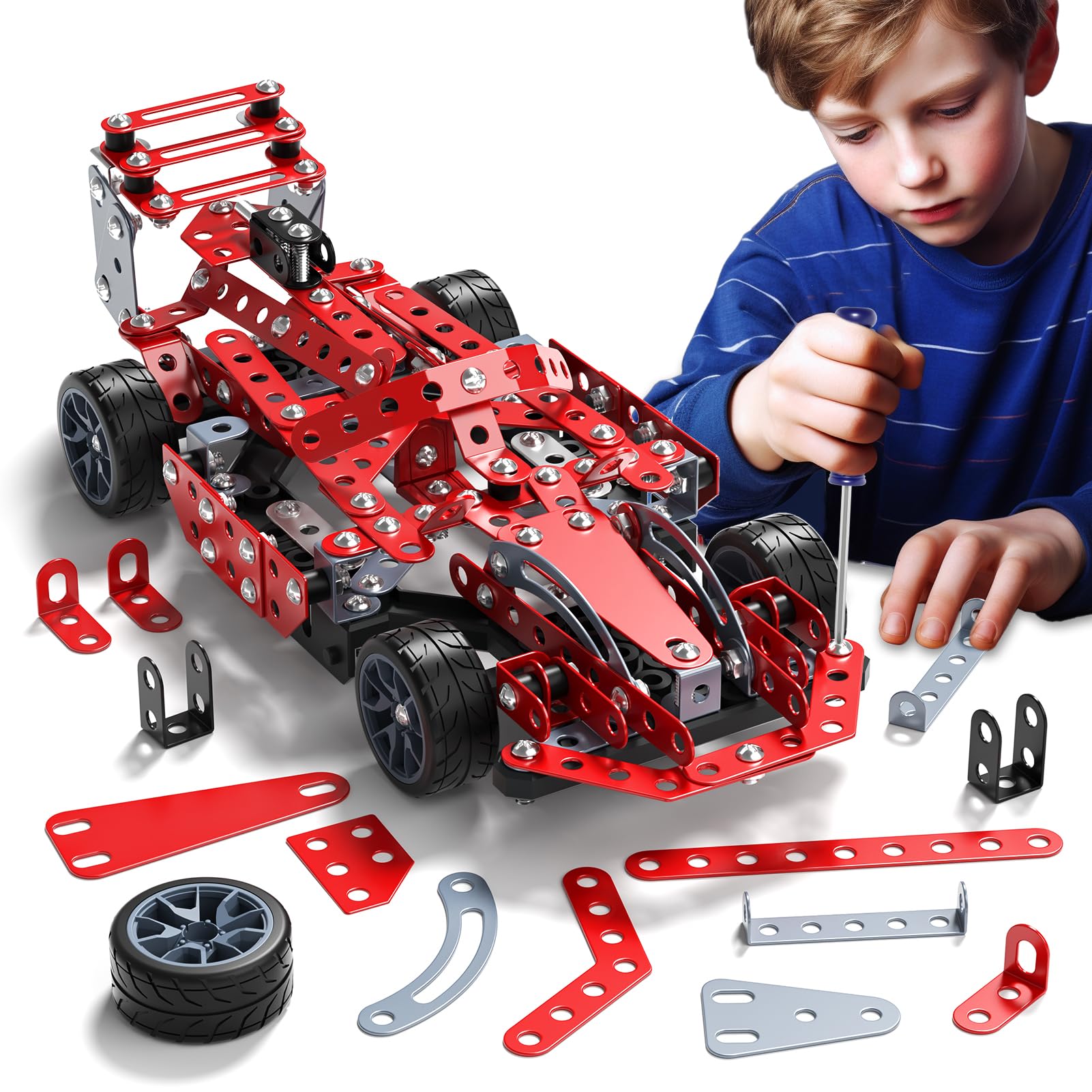 STEM Building Projects Toys - Model Car Kit DIY Building STEM Projects Toys for Kids Boys Girls Ages 8-12-16, Assembly Science Kit Model Car Birthday Gift Toy for Kids Boys 8 9 10 11 12 Years Old