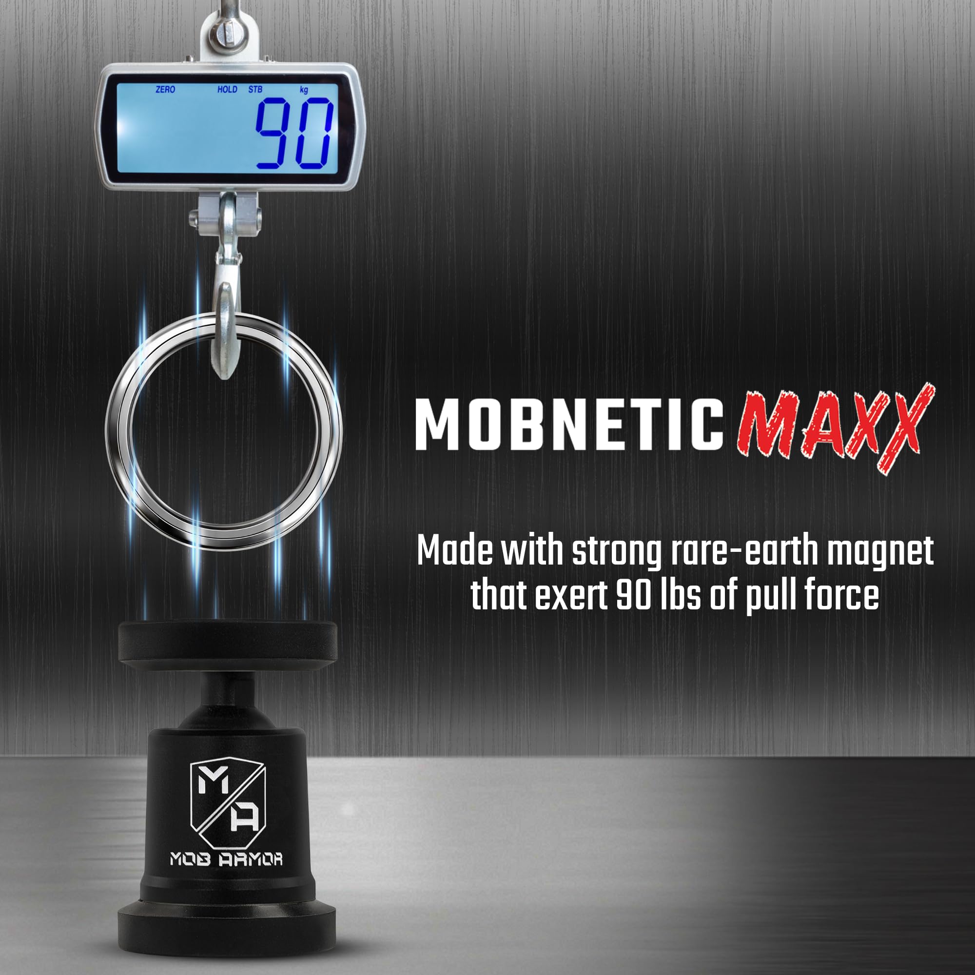 Mob Armor MobNetic Maxx - USA Assembled Magnetic Phone Holder for Car, Magnetic Car Phone Mount, 90-Degree Tilt, 360-Degree Rotation, Aluminum Metal, Compatible with iPhone & Android - Black