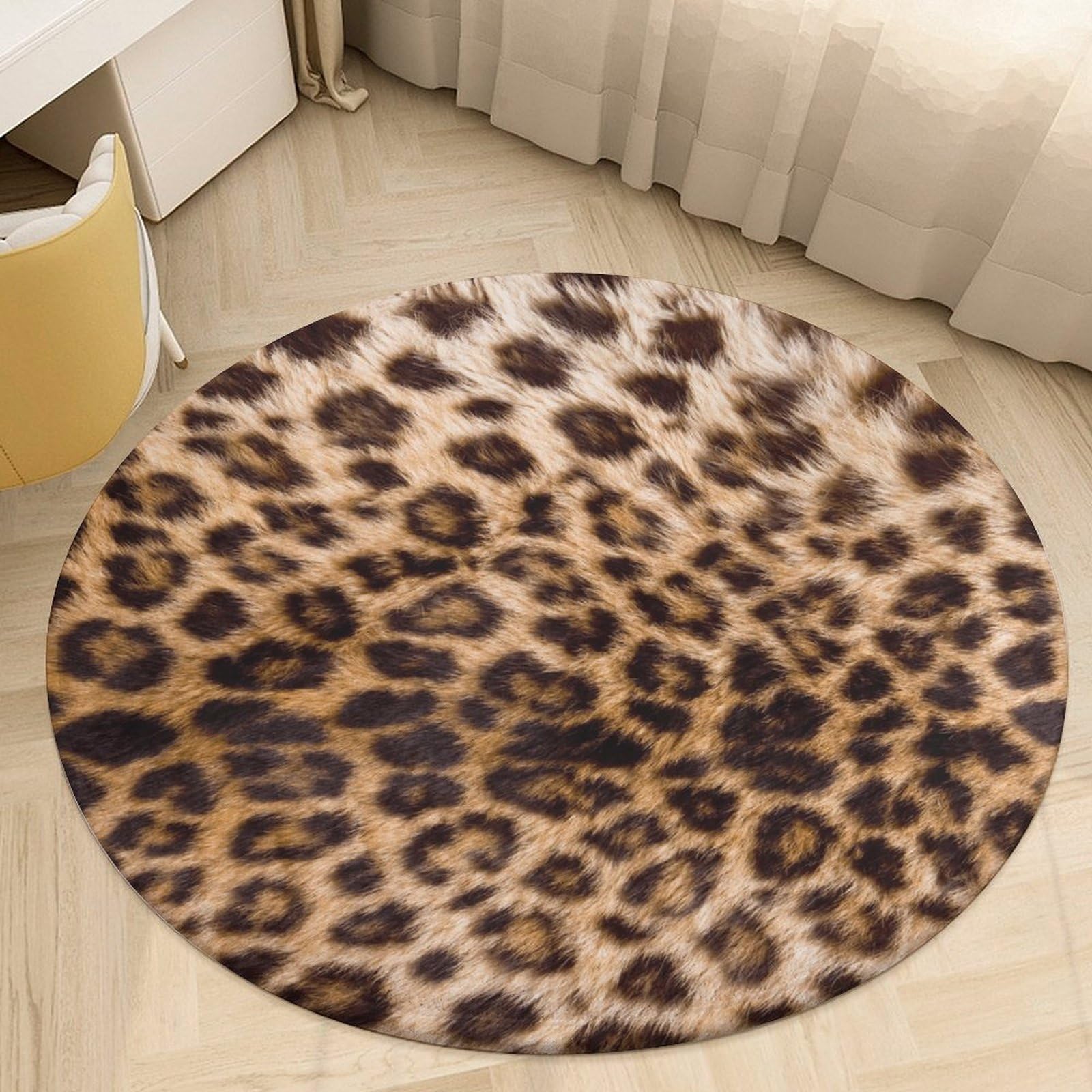 Photo 1 of MoBlinko Leopard Print Rug Bath Mat Round Rug 3 Ft Leopard Print Decor Washable Circular Rug Non Slip Circle Area Rug Carpet Absorbent Mat for Kitchen Living Room Bedroom Decoration