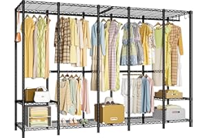 Ulif H50 Garment Rack Heavy Duty Clothes Rack, Freestanding Extra Large Portable Closet Wardrobe Rack, Clothing Racks for Hanging Clothes 89.8''W x 15.8" D x 76.4" H, Max Load 1400 Lbs, Black
