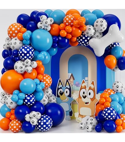 Bluey Birthday Balloon Bouquet Set - Licensed Party Decorations With Foil & Latex Balloons