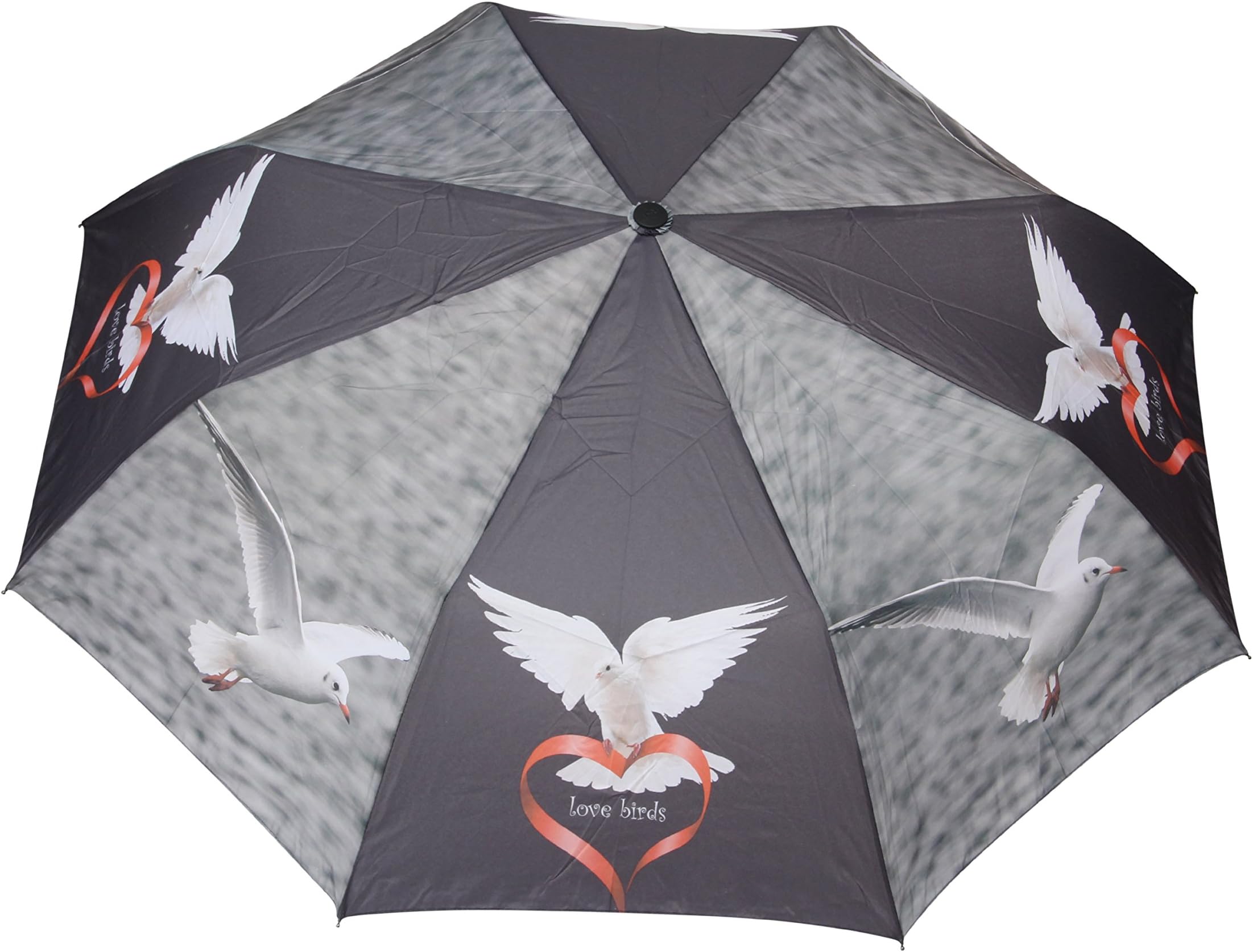 FabSeasons Grey, Bird Digital Printed, 3 Fold Fancy Automatic Umbrella for All Weather