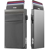 Mrain Slim Wallet for Men, Aluminum Credit Card Holder, Minimalist Metal Pop Up Wallet, RFID Blocking, Coin and Cash Pocket, Ultra Slim, Gift for Him (Grey)