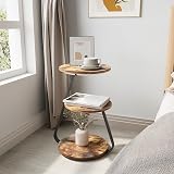 ARTETHYS Side Table Round 3-Tier Shelves with 3 LED Colors Rustic Brown view 9