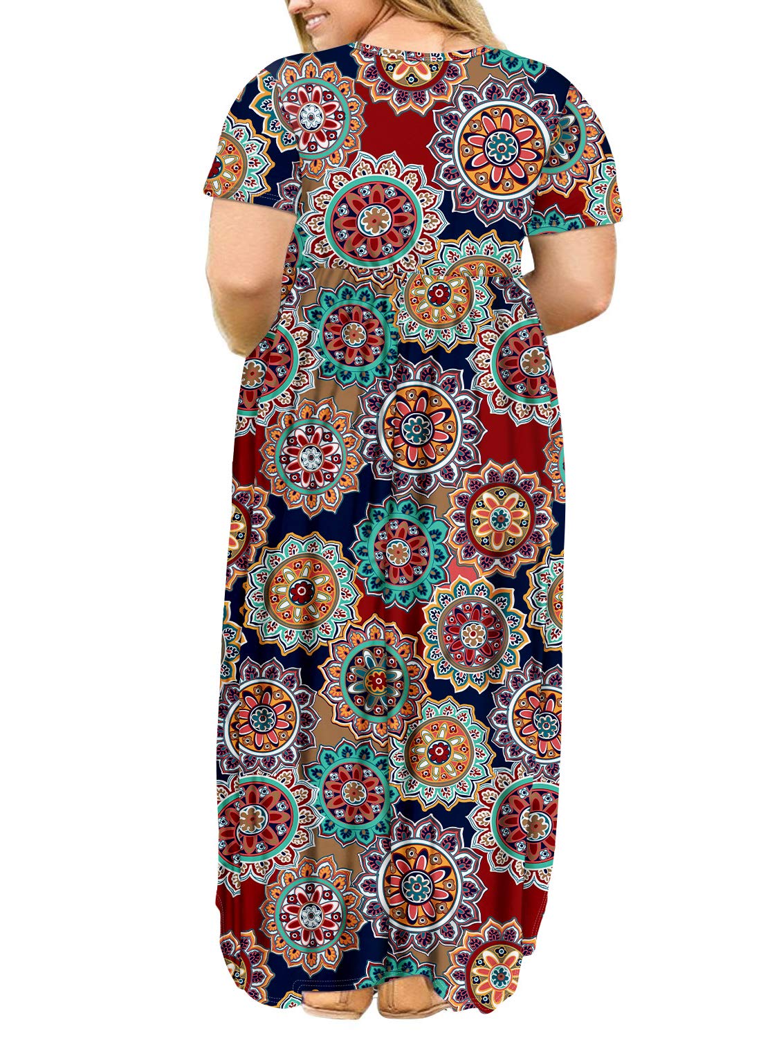 APC POSESHE Women's Plus Size Tunic Swing T-Shirt Dress Short Sleeve Maxi Dress with Pockets 