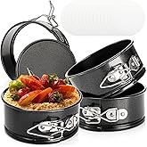 Tebery 4 Pack Nonstick Mini Springform Pan Set with 50 Pcs Parchment Paper Liners, 4 Inch Mini Cake Pan Cheesecake Pan Remova