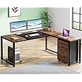 Tribesigns 63" L-Shaped Computer Desk with Mobile File Cabinet, Large Executive Office Desk with 3-Drawer Vertical Filing Cabinet, Business Furniture Sets for Home Office