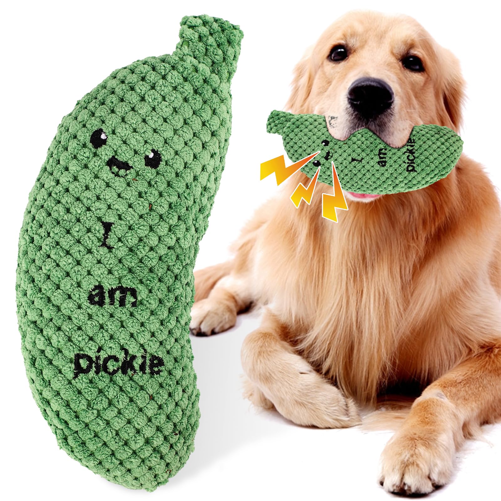 Pickle Squeaky Dog Toy, Funny Dog Squeaky Durable Toys for Aggressive Chewers Cute Plush Soft Pickle Stuffed Toy Chewy Dog Toys for Small/Medium/Large Dog Exercise and Accompany