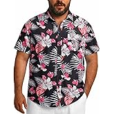 COOFANDY Big and Tall Men's Hawaiian Shirts Short Sleeve Tropical Floral Button Down Shirt Casual Summer Beach Shirts