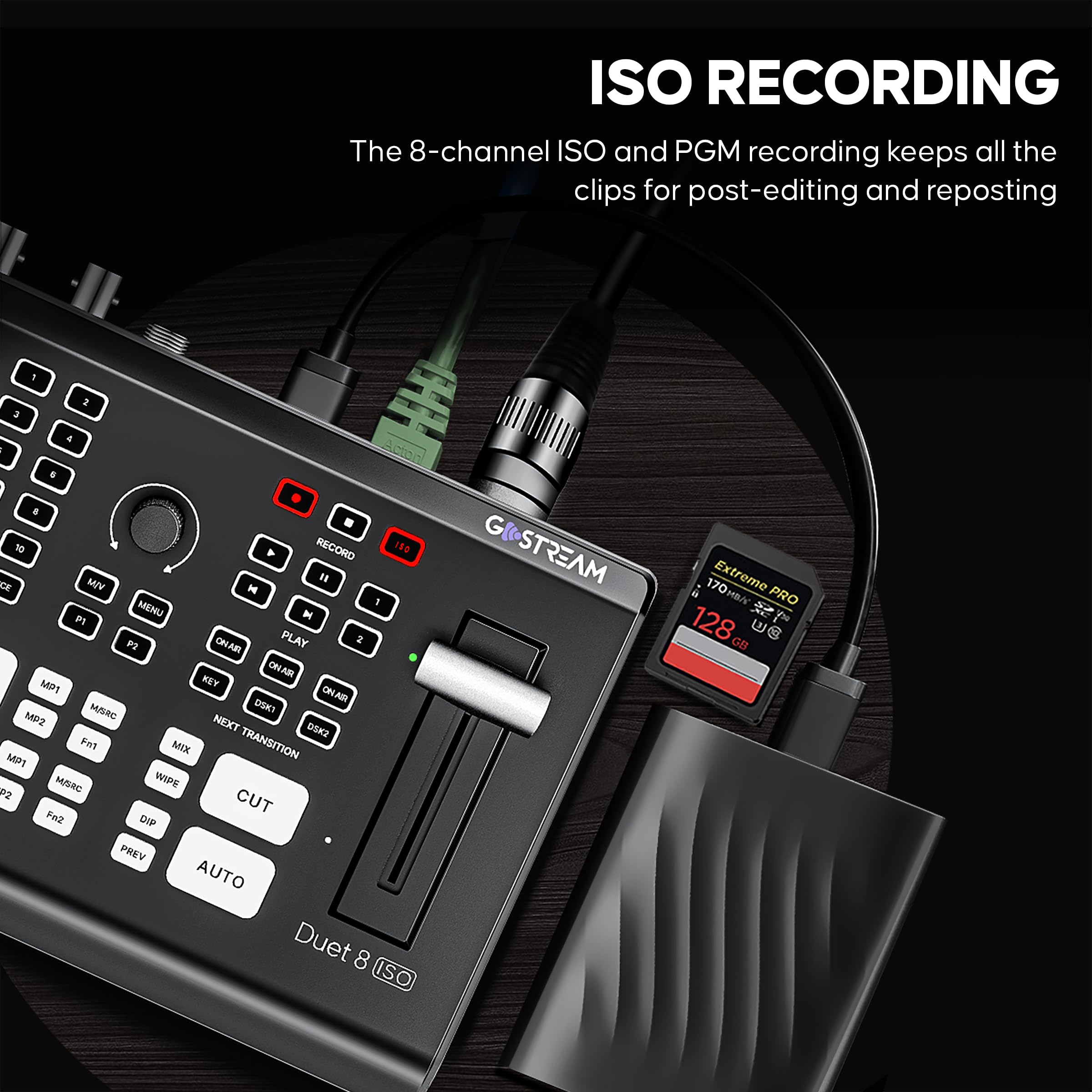 Osee GoStream Duet 8 ISO 8 Channels Video Mixer Switcher with 4 SDI & 4K-HDMI, 4 NDI HX/ 4 SRT/ 4 RTMP/ 2 Webcam/ 2 XLR Audio, 8 Layouts Isolated Recording, Podcast Unit for YouTube, Facebook 2