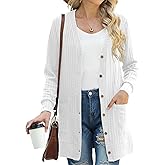 GRECERELLE Women's Long Sleeve Open Front Cardigan Button Down Ribbed Lightweight Knit Outerwear with Pocket