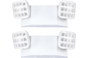 GRUENLICH LED Emergency Light, Exit Lighting Fixtures with Two LED Heads and Back-Up Batteries, UL 924 Qualified, 120/277 Voltage, 2-Pack