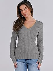 ANRABESS Womens Long Sleeve Cable Knit Sweater 2025