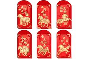 24pcs 2026 Chinese Red Envelopes, Horse Chinese New Year Money Cash Hong Bao Pocket for Lunar New Year Party Supplies & Decor