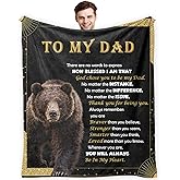 CosxHabitat to My Dad Blanket, Dad Gifts from Daughter Son Kids, Father Gifts for Birthday Christmas, Black and Gold Bear Father Throw Blankets for Couch Bedroom Living Room Home, 50x60 Inches