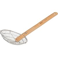 Helen's Asian Kitchen Helen Chen’s Asian Kitchen Stainless Steel Spider Natural Bamboo Handle, 5-Inch Strainer Basket, Wood