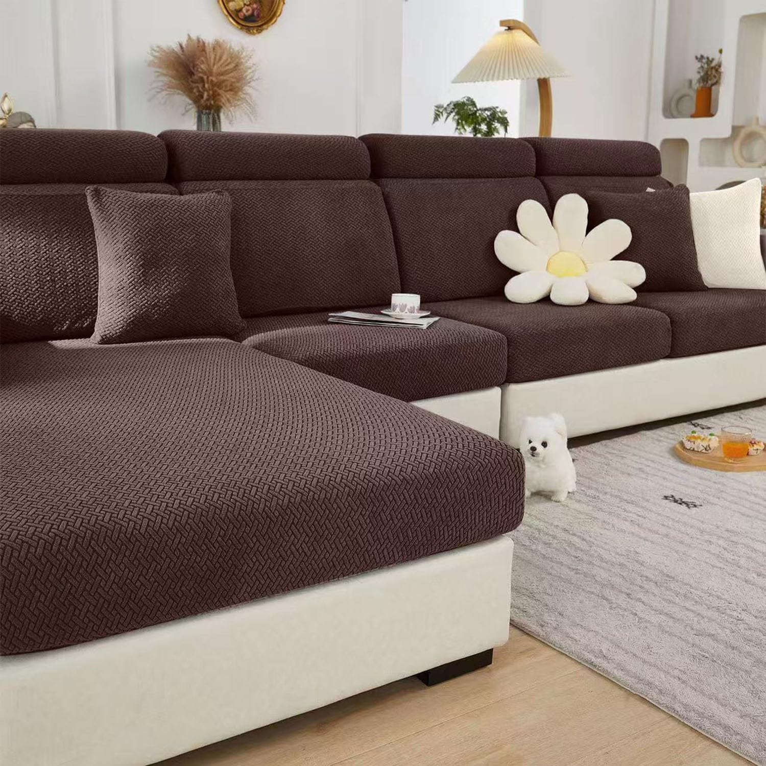 Photo 1 of Disayu Magic Sofa Covers Couch Covers 2024 New Couch Cushion Covers Universal Sofa Covers Washable Stretch Slipcovers for Sectional Sofa (Texture Brown, Back Cover M)