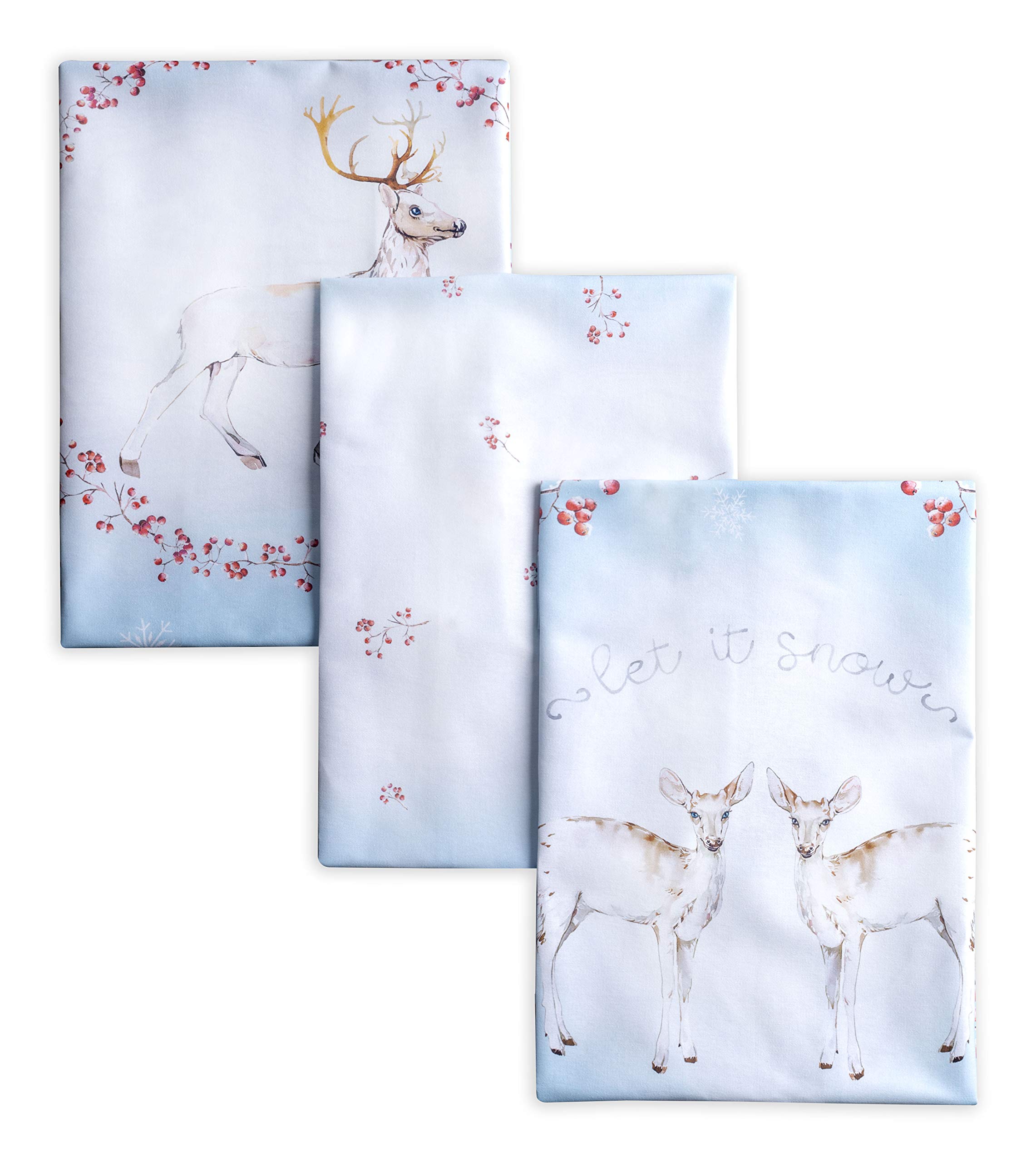 Maison d' Hermine Kitchen Towels Set of 3 100% Cotton 70 CM x 50 CM Reusable Cloth Tea Dish Towels Absorbent with Hanging Loop for Kitchen Dining Christmas Decorations (Fairy Tale Forest) — image 1