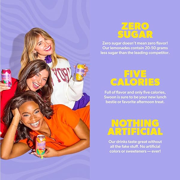 SWOON CLASSIC SUGAR FREE LEMONADE – LOW CARB, KETO & PALEO-FRIENDLY, GLUTEN-FREE VITAMIN C DRINK – MADE WITH 100% NATURAL LEMON JUICE CONCENTRATE & SWEETENED BY MONK FRUIT, 12 FL OZ (PACK OF 12)