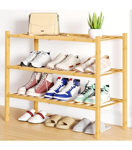 Amazon Bamboo Stackable Shoe Rack Shoe Rack Organizer Smiry Bamboo