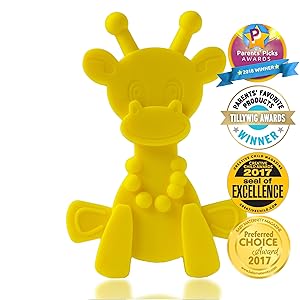 Baby Teething Toy Extraordinaire - Little Bambam Giraffe Teether Toys by Bambeado. Our BPA Free Teethers Help take The Stress Out of Teething, from Newborn Baby Through to Infant -Yellow